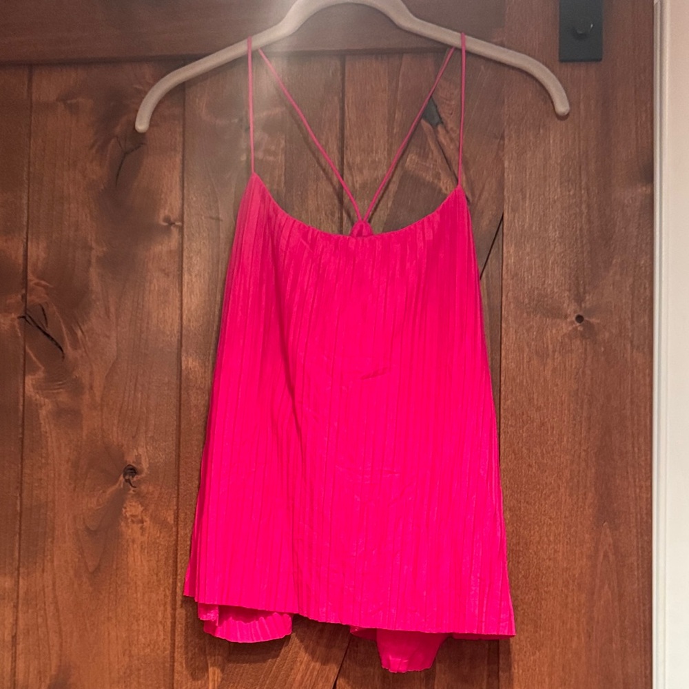 A New Day Hot Pink Pleated Spaghetti Strap Cami